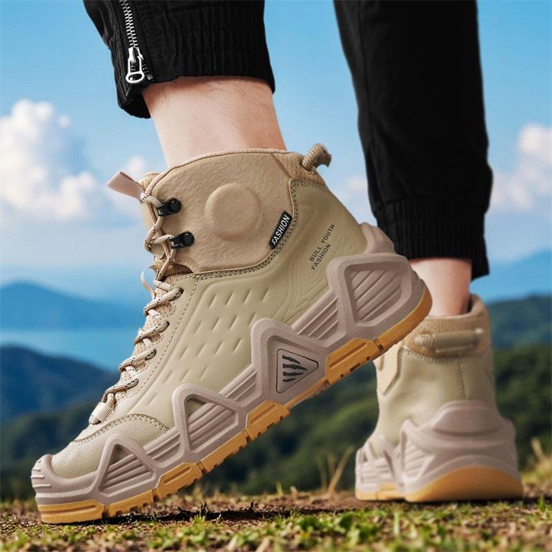 Men Tactical Boots with Straps for Combat Training Waterproof Straps Outdoor Hiking Breathable Multifunctional Motorcycle Shoes