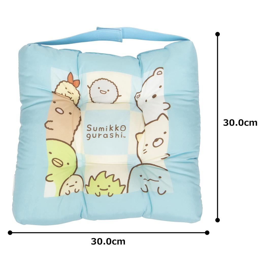 MORIPiLO Sumikko Gurashi Chair Comfortable for Cute Morishita Makura San-X Cushion, Blue, 30x30x7cm, Thick, Bottoms, School, Kindergarten, Children's