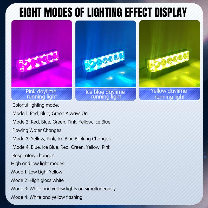 Motorcycle LED Spotlights Headlights 6 Lens Multicolor Lights Driving Light Fog Lamp Motorbike Scooter Running Lamp 12V