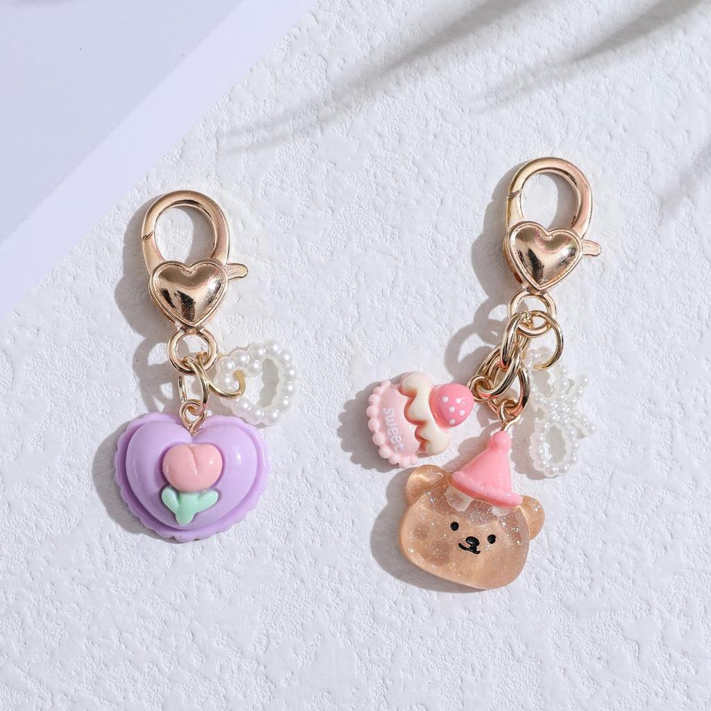 Adorable Bear Cake Keychain & Bag Charm Coin Purse Notebook Pendant