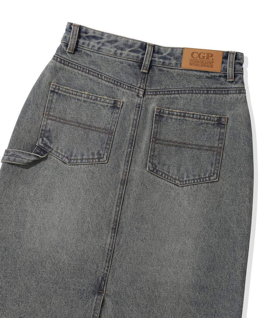 Code Graphy (Women) Denim Long Skirt_Vintage Blue