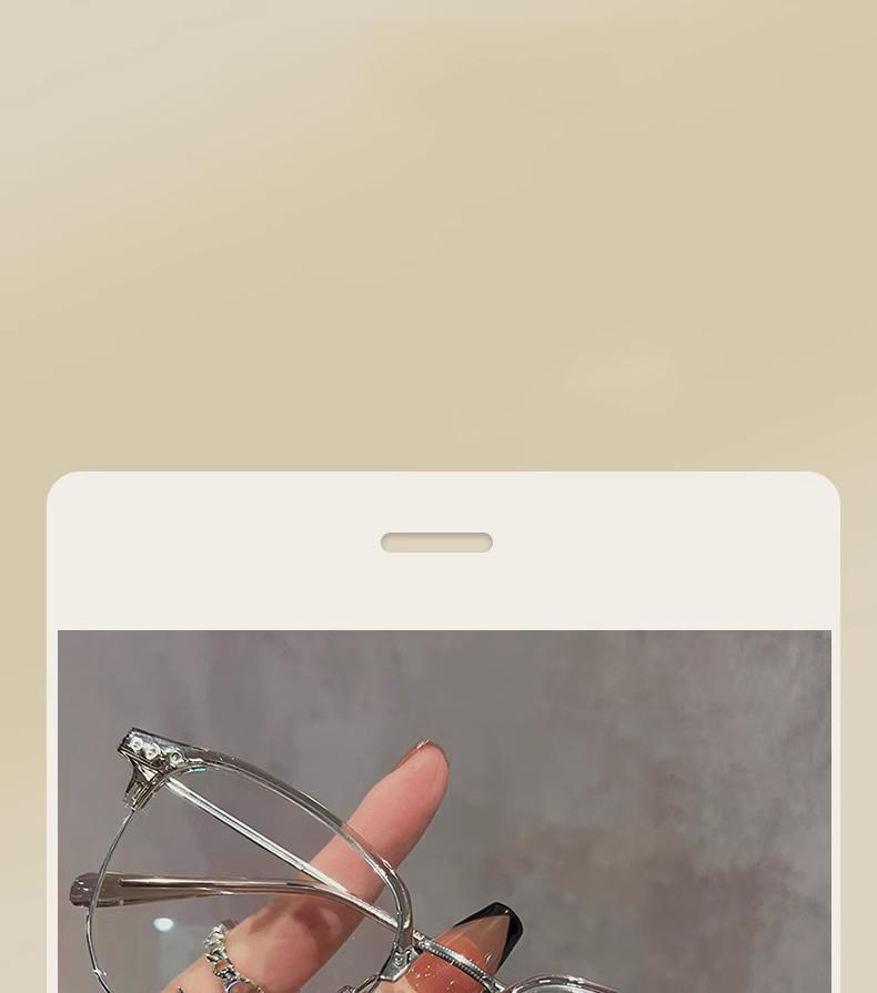 Fashionable Ultra-light Retro Temperament Half-frame Glasses For Women With High-end Anti-blue Light Flat-glass Myopia Glass