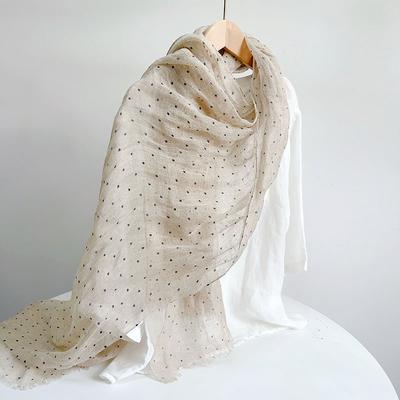 Japanischer Regen und Tau Hanf Primärfarbe Tupfen Punkt Bedruckter Schal Atmungsaktiv Dünner Schal Nackenschutz Sonnenschutz Frauen