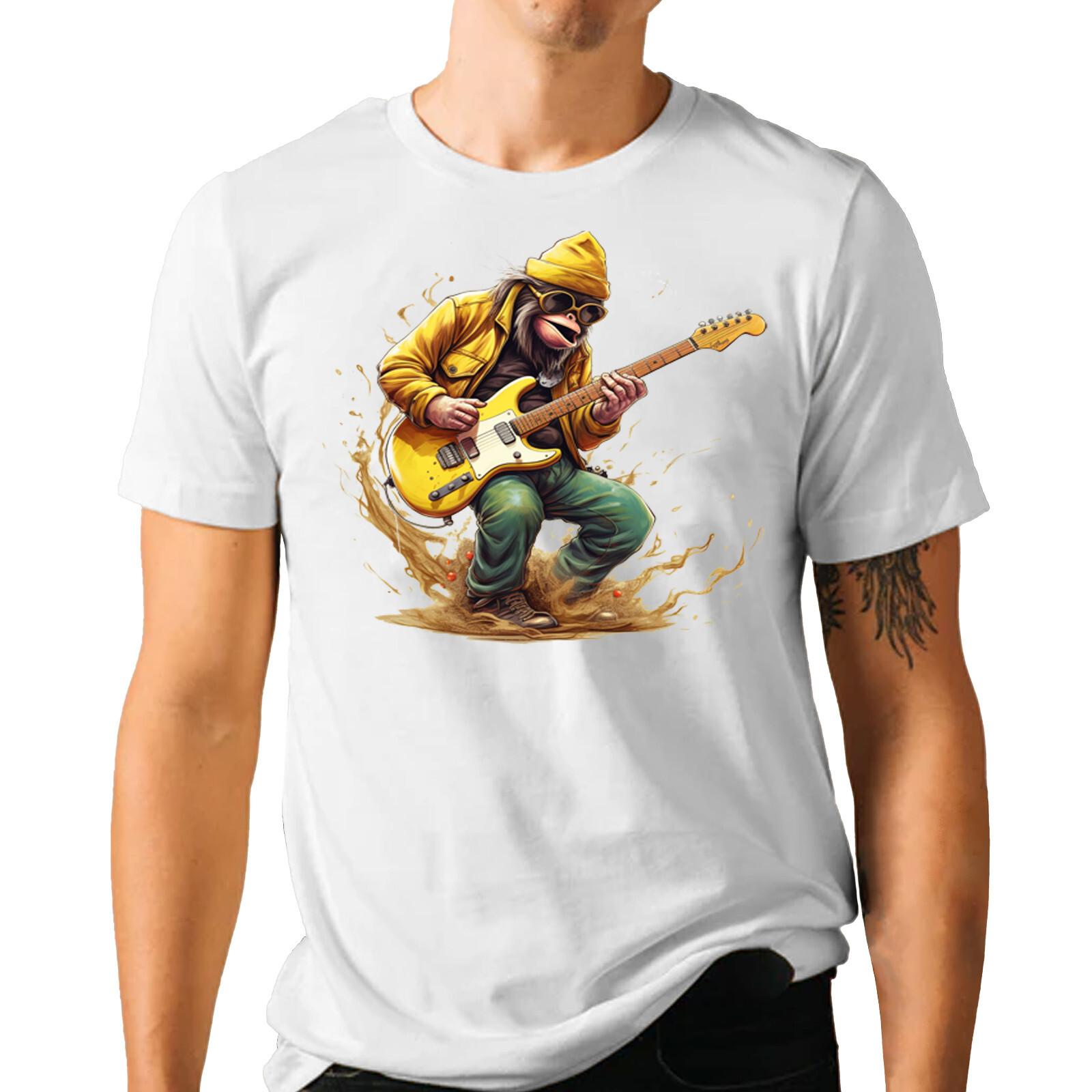 Cool Guitarist Monkey Funny T-shirt - Rock Heavy Metal Graphic Tee S разноцветный