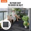 Interlocking Deck Tiles 36 Pack 12"x12" Plastic for Porch Dark Grey