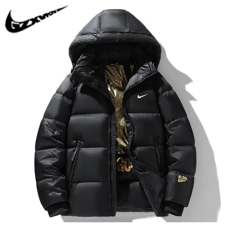 

2024 Winter Black Gold Xinjiang Style Men s Hooded Duck Down Jacket - Trendy Sports Casual Fit X-Large чорний
