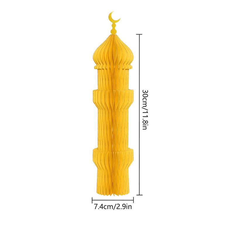 1/3/5Pcs 3D Honeycomb Ornaments For Ramadan Home Desktop Decor Eid Al Fitr Paper Arteid Mubarak Islamic Party Decor