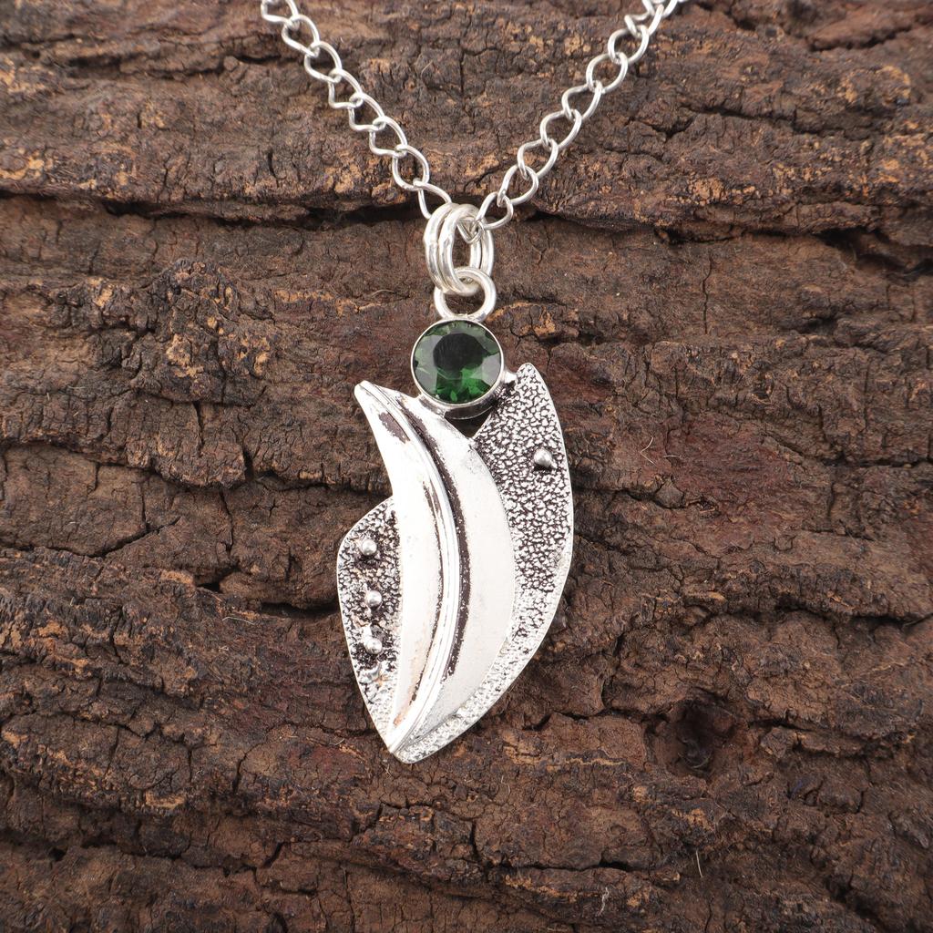 Green Tourmaline Handmade Gemstone Pendant, 925 Solid Sterling Silver Pendant Antique Jewelry, Pendant For Engagement Gift