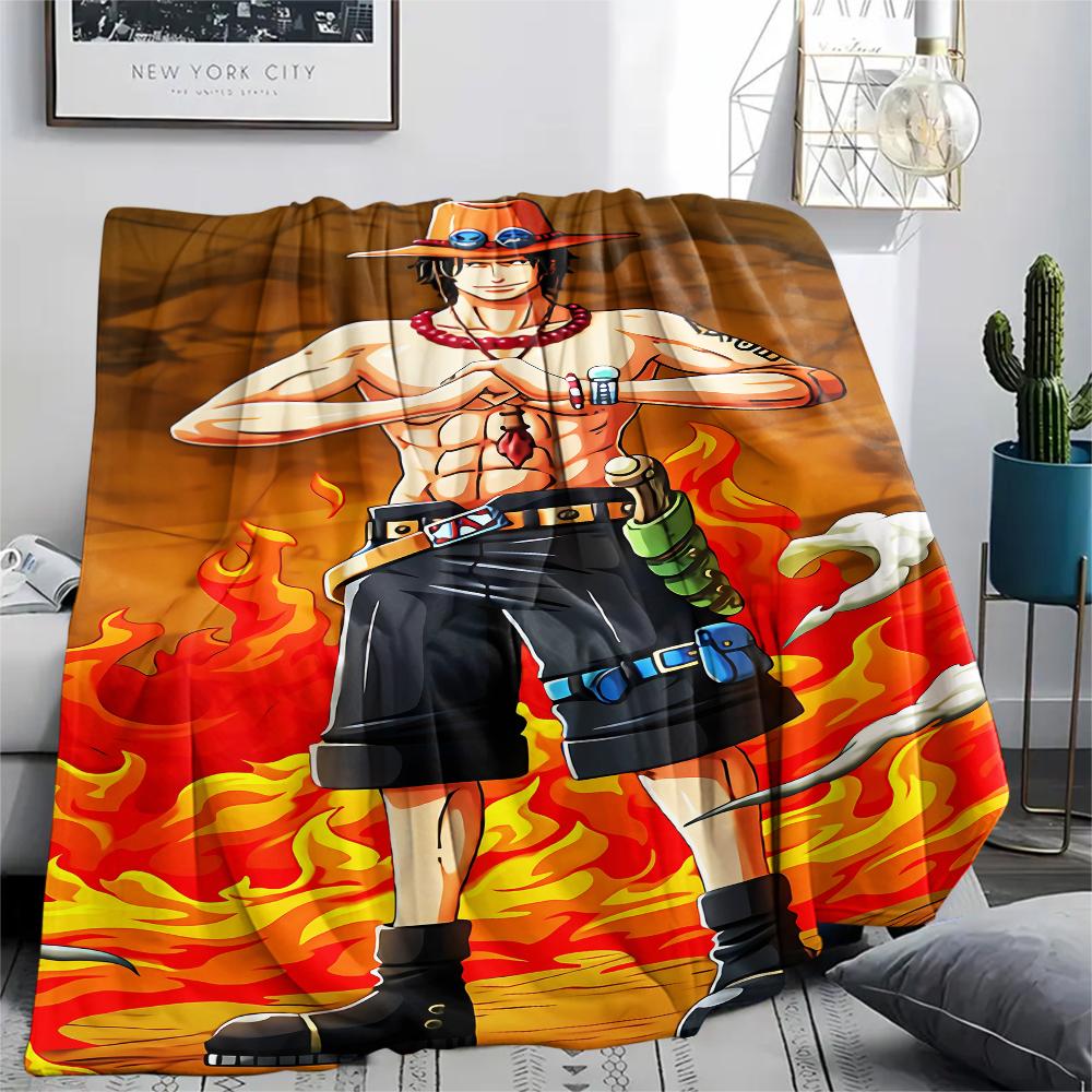 One Piece Charakter Print Flaneldecke, Hohe Qualität, Bequem für alle Jahreszeiten, Heimdekoration, Wärme und Komfort, Perfekt für Weihnachtsgeschenke