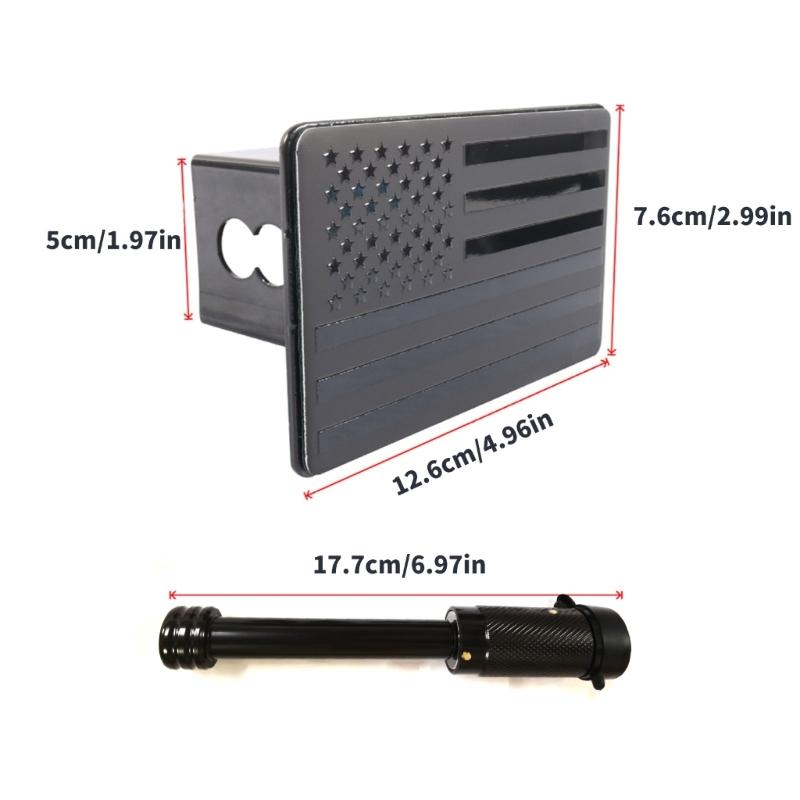 2 Inch Trailer Hitch Receiver Cover Anti Theft Locking Kit With American Flag Design And Noise Reducing Foam Rings For T