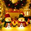 Christmas Plush Snowman Doll Tabletop Decoration Lighted Small Snowman Ornament for Winter Home Kitchen Mantel