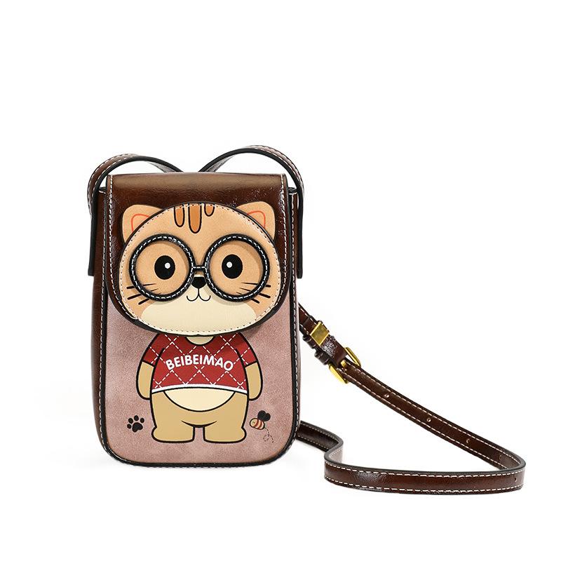 New Versatile and Stylish Phone Bag with Cartoon Contrasting Colors, Simple Single Shoulder Crossbody Bag
