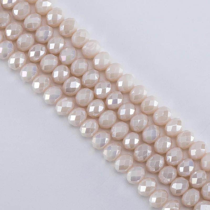 4 6 8 mm Rondell Kristallpärlor Fasetterade Porslinsglas Pärlor Lösa Avståndspärlor för Smyckestillverkning Handarbete Armband Halsband