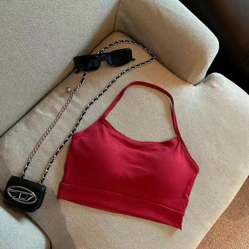 

Spicy Girl Halter Tank Top: Backless Sexy Bandeau Bra with Integrated Chest Pad One Size (75-120 jin) вино красного