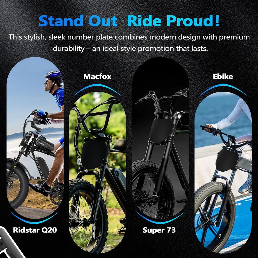 Electric Bike Number Plate E Bike Front Plate Compatible Fit For Ridstar Q20 Super 73 S1 S2 Y1 RX Tuttio Macfox EBike Electric Commuter Mountain Bike