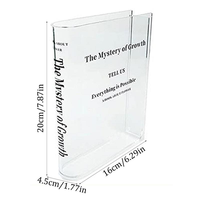 Clear Acrylic Vase Clear Book Shaped Vase Cultural Flavor Decorative Acrylic Vase For Unique Home Bedroom Office Accent Book