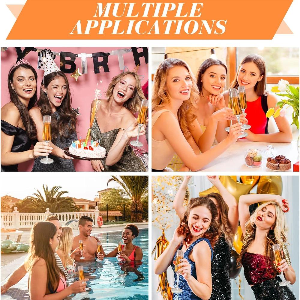 4pcs Plastic Champagne Flutes 5oz Unbreakable Wine Glasses Transparent Champagne Glass Goblet Premium Goblet Plastic Toasting Glasses