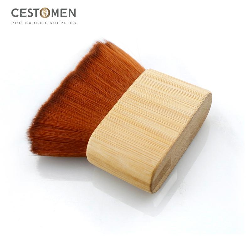 CESTOMEN Professionelle Haarnackenbürste Weiche Faserhaar Bambusgriff Nackenstaubbürste Friseursalon Haarschneidebürste