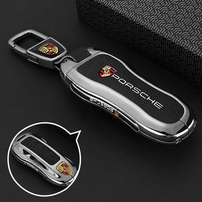 Zinc Alloy Leather Car Key Case Cover Protector For Panamera Carman Macann Bobst Cayenne 911 981 991 970 9969 Sticker