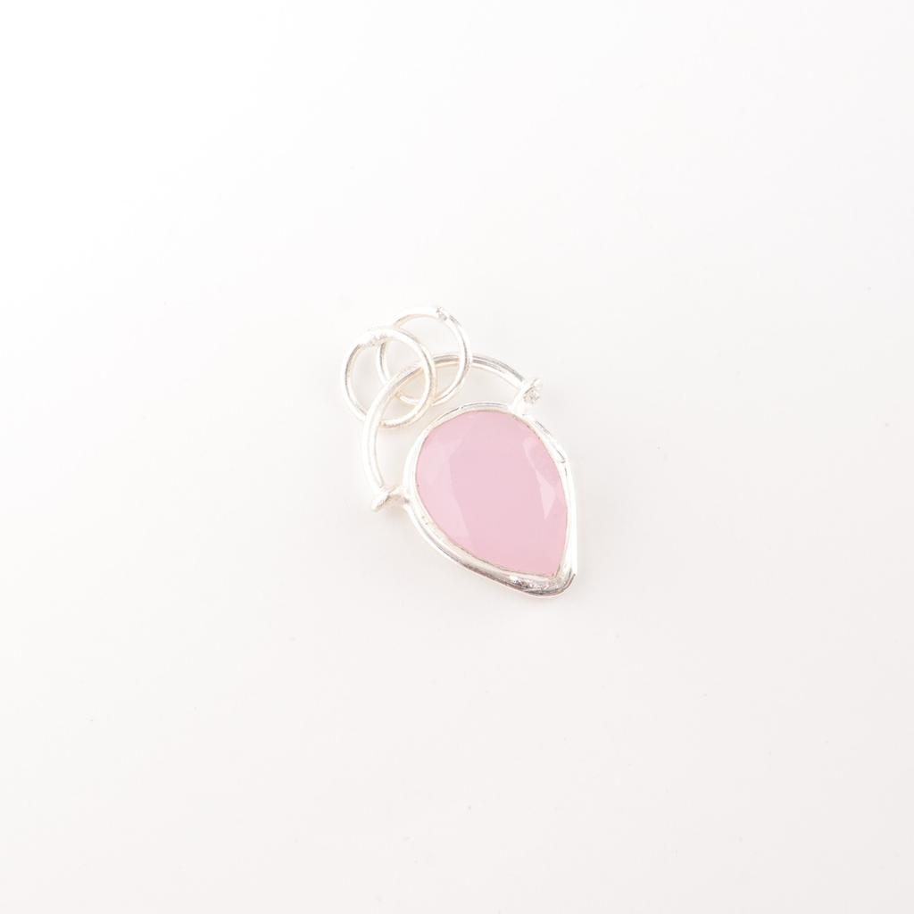 Rare Rose Chalcedony Gemstone 925 Sterling Silver Jewelry Pendant 1.01" For Gift PP-56-19