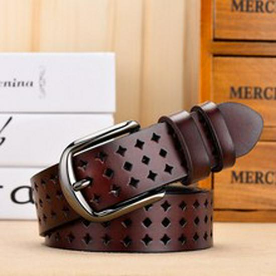 Womens Belt Genuine Vintage Leather With Alloy Pin Buckle Versatile Decorative Waist Accessory