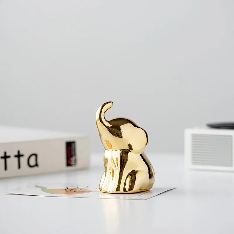Nordic Ceramic Home Simple Gold Elephant Decoration Table Decoration Ceramic Crafts Modern Decorative Decoration Vintage Home