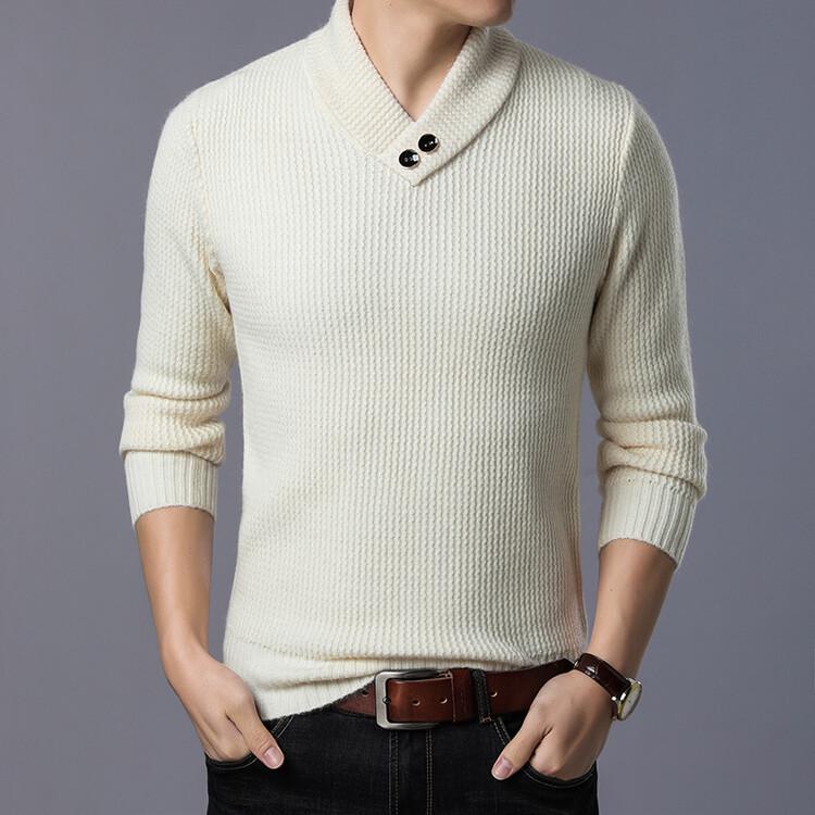 Men's Thick Knit Half-High Collar Sweater - Warm Threaded Base Layer for Autumn/Winter