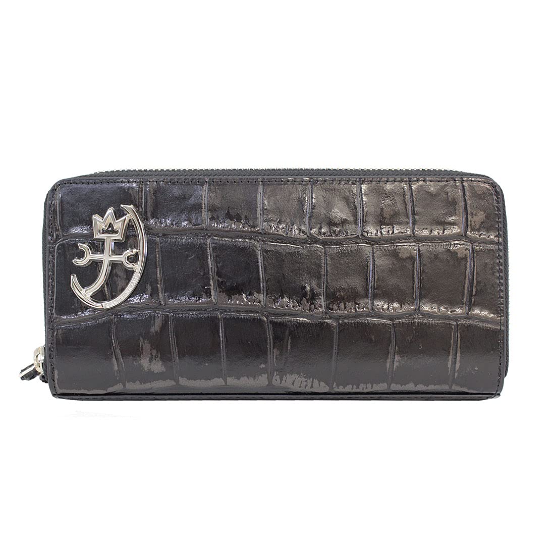 

Long Wallet Round Zipper Double Zipper Genuine Leather Zip 023624 Long Wallet Leather Cowhide Metal Foil Vintage Style Black [Castelbajac] Men s [01]