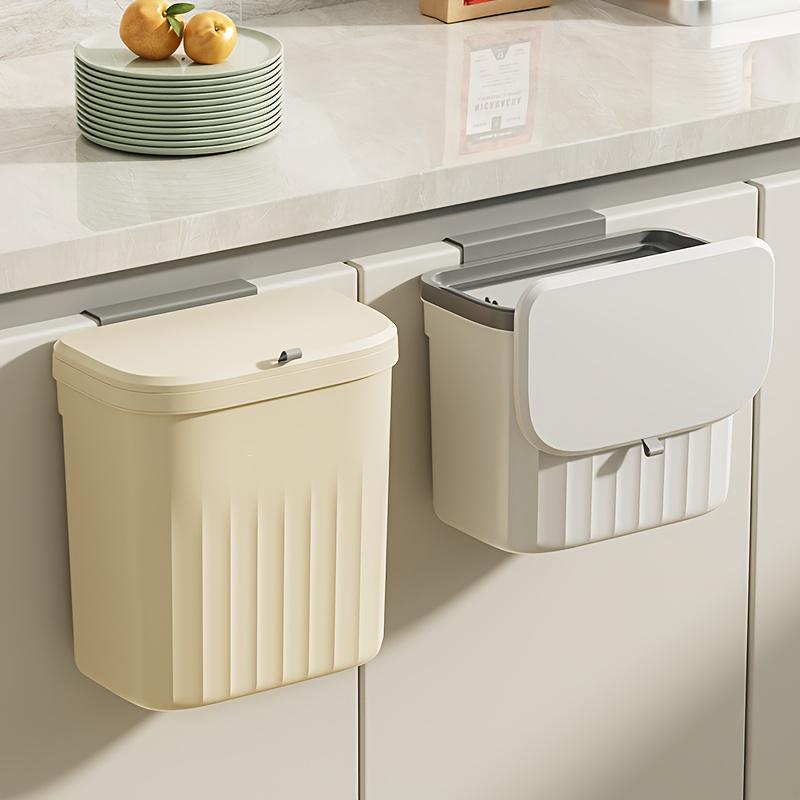 1pc Large Capacity Wall-Mounted Trash Can - Easy-Install, Space-Saving Design for Kitchen & Bathroom -Plastic, Open-Top Waste Bin with Back Hook
