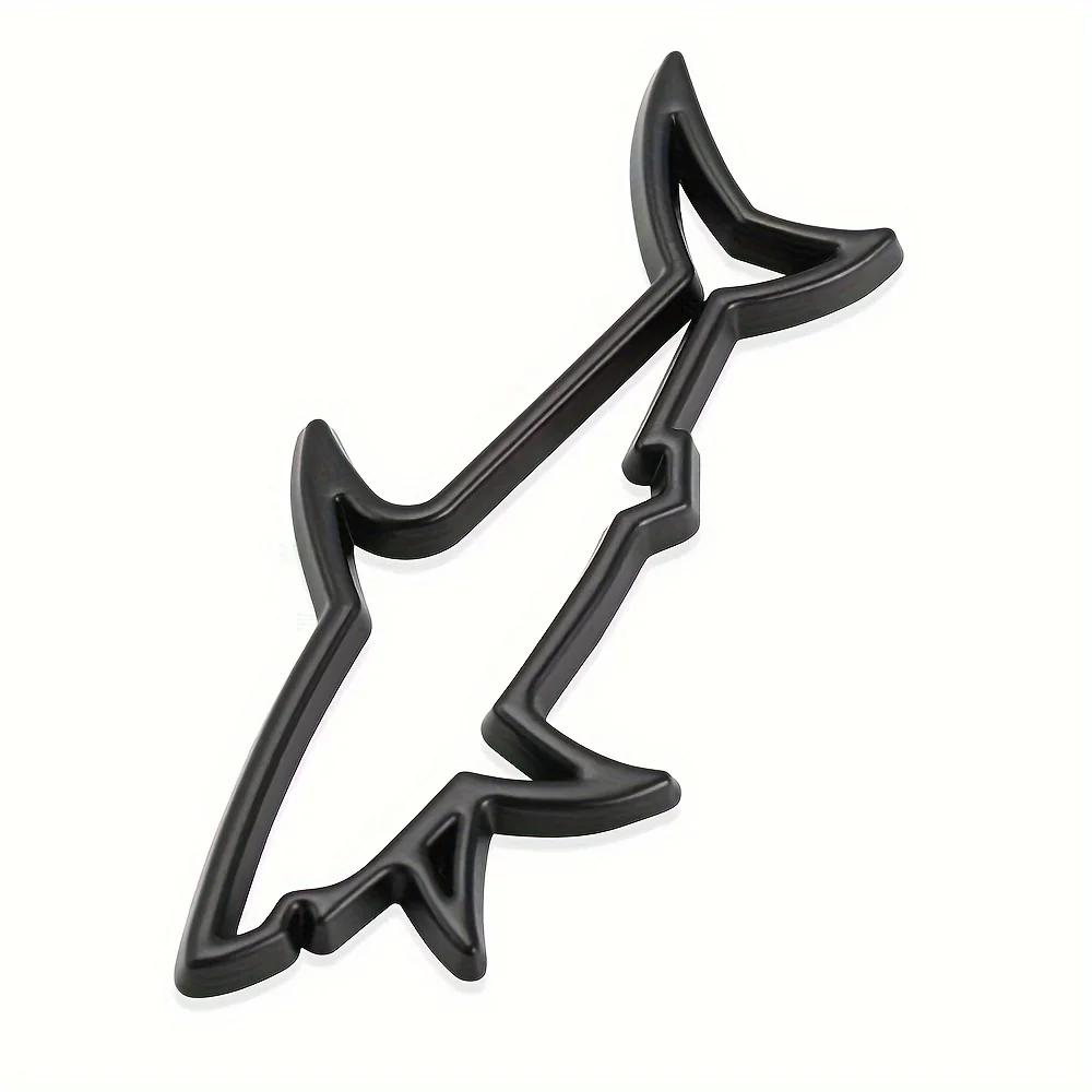 3D Metal Car Shape Sticker Hollow Shark Badge Decal for Car Trunk Motorcycle Decoration Accessories