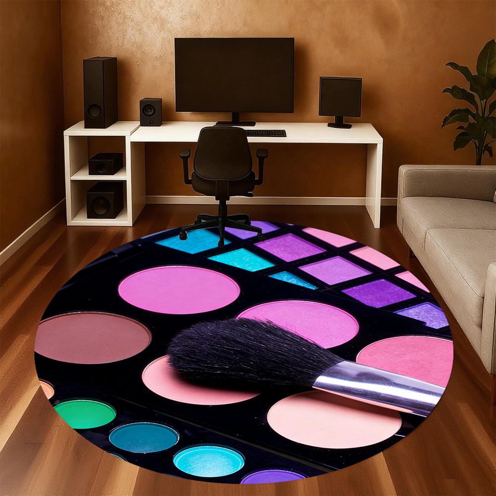 1pc Makeup Palette Brush Round Chair Mat Office Area Rug - Non-Slip, Floor Mat for Office, Bedroom, and Indoor Decor P127292