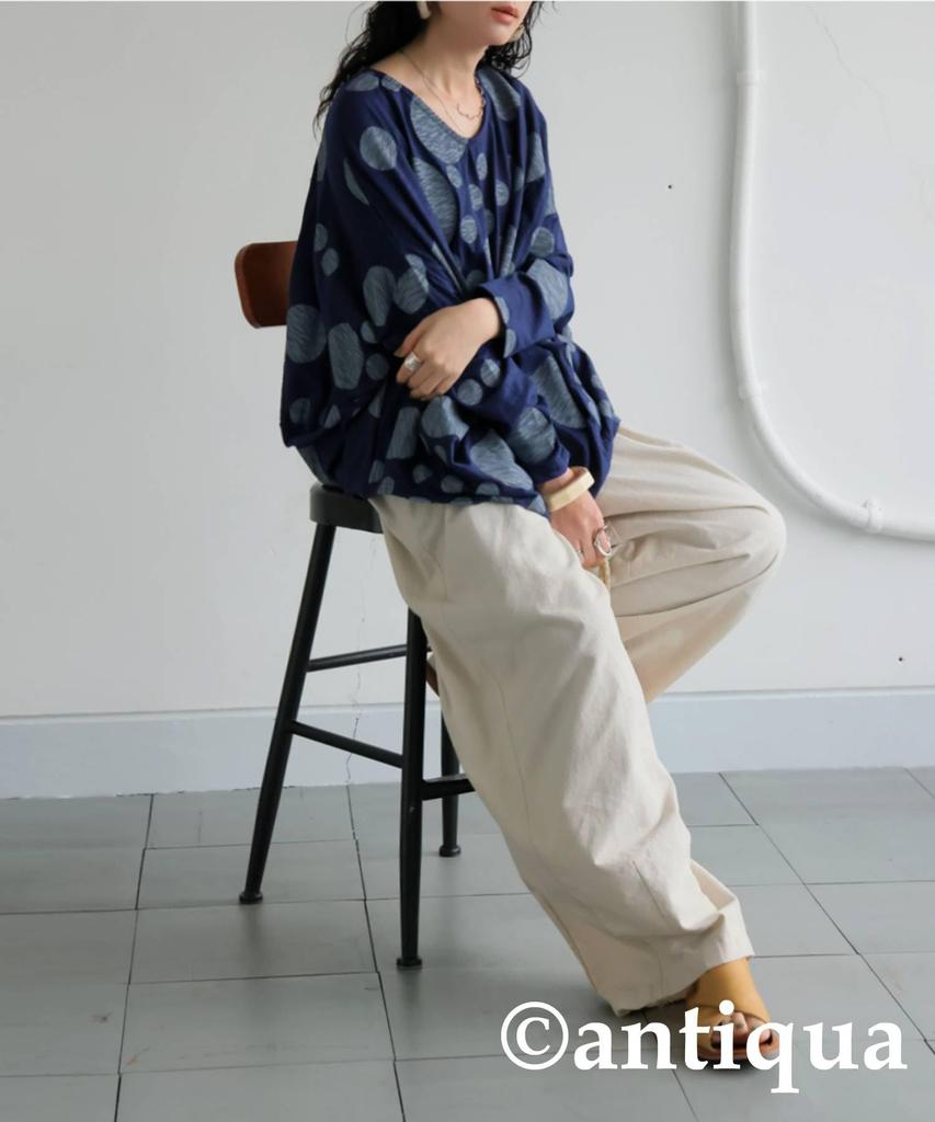 Antiqua Dotted Asymmetrical One Size Blue Women's Top, PA-03780, 32,