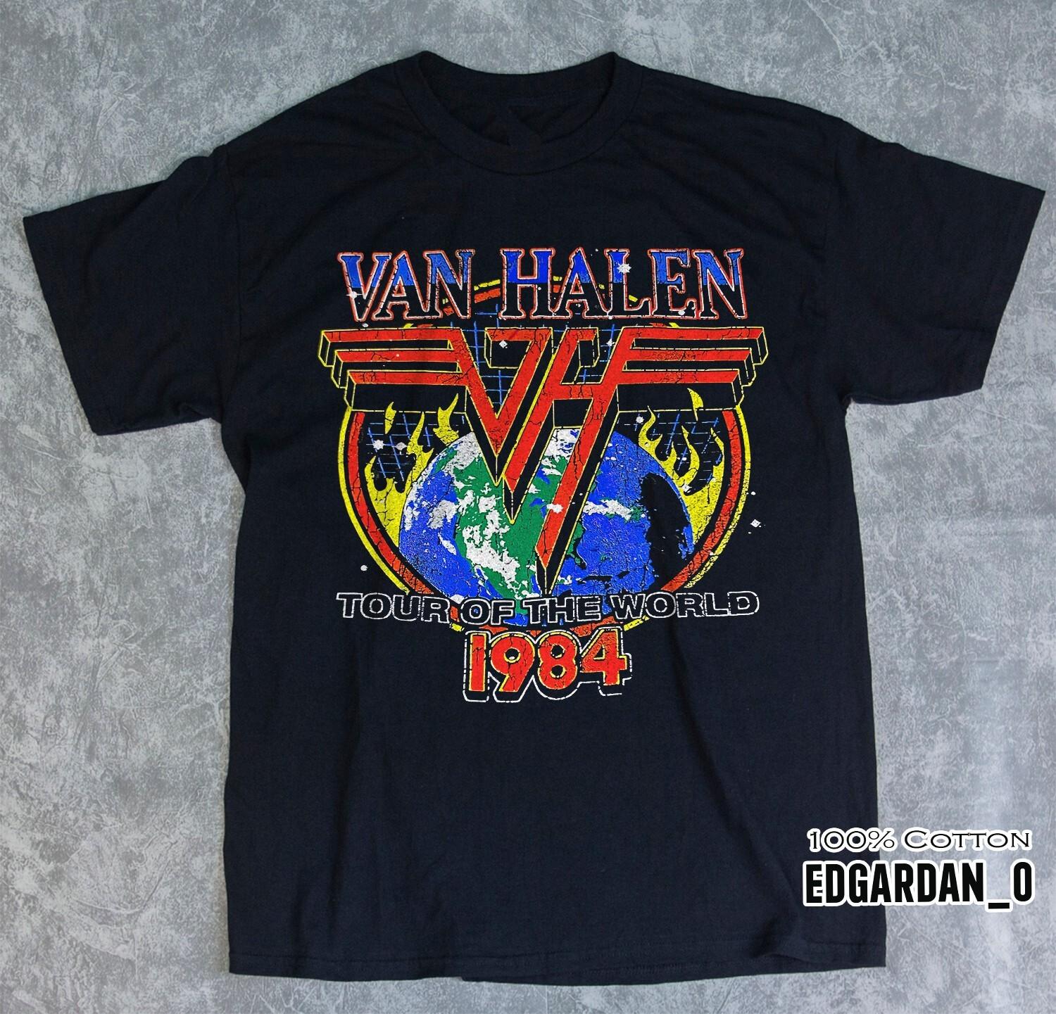 Van Halen Tour Of The World 1984 Rock Band Black T-shirt Size S-5XL XL