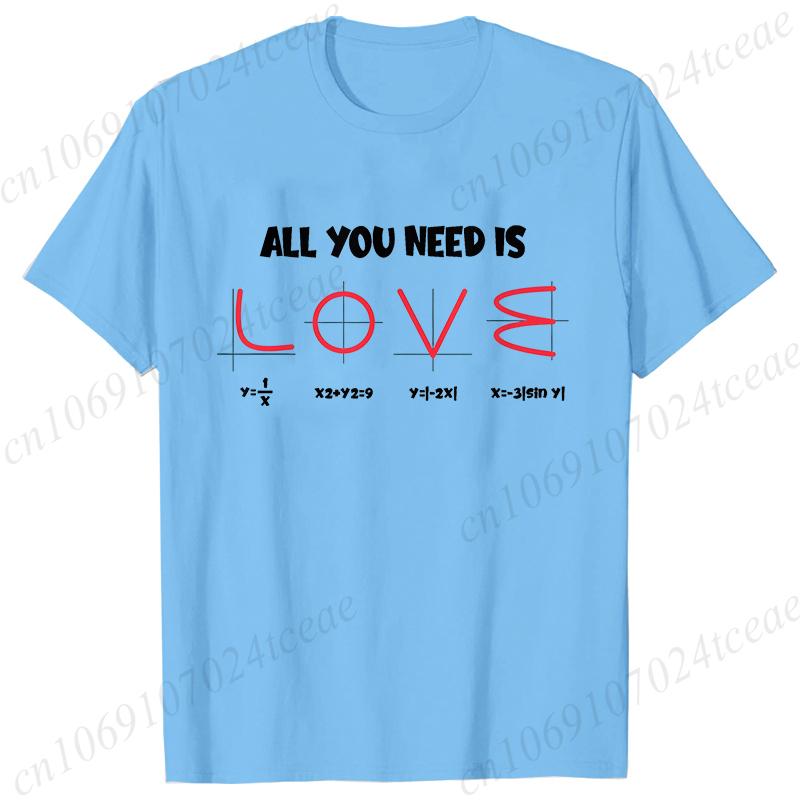 Retro Men's T-Shirt All You Need Is Love Math Equation Short Sleeve T-Shirt Summer Casual Tees Top Loose Oversize T-Shirt Men