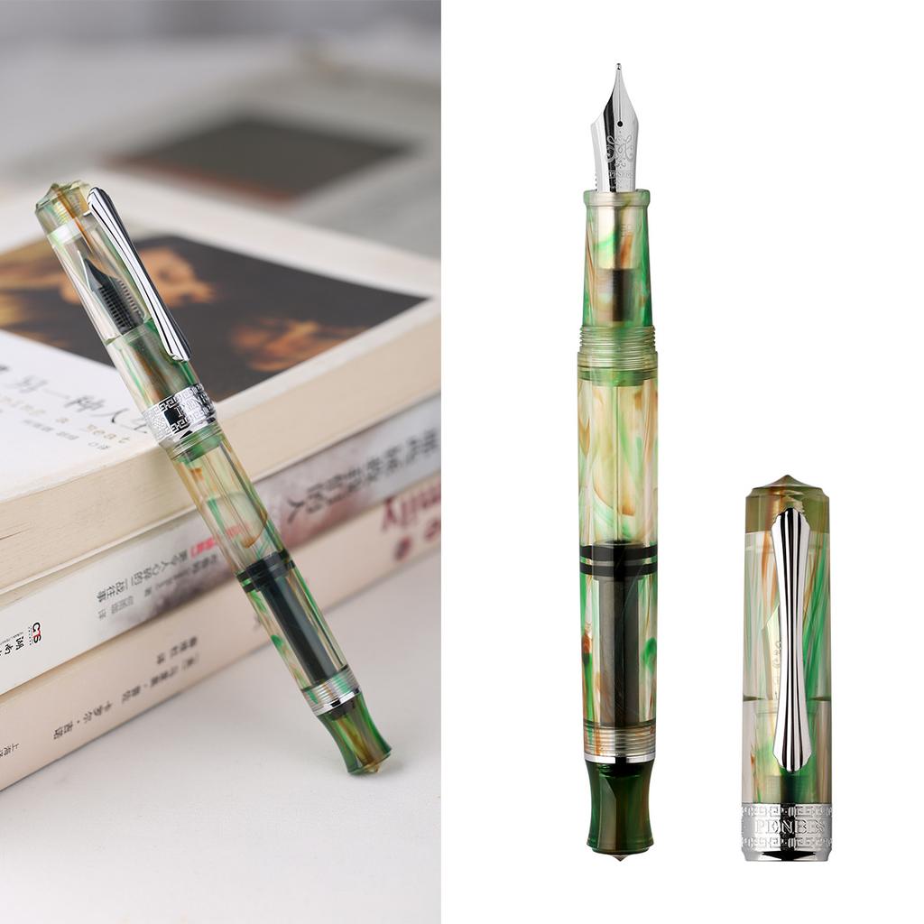 PENBBS 470 Vacuum Filling Fountain Pen Blade/Round Nib Pen Large Capacity Transparent Acrylic Business Writing Gift Pen