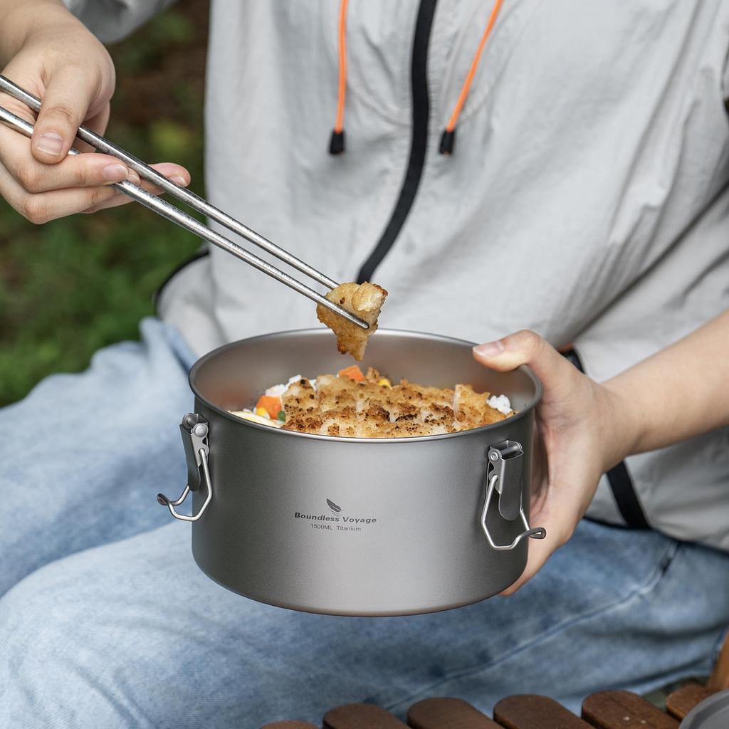 Boundless Voyage Titanium Multifunctional Food Storage with Airtight Lid and Steam Portable for and Picnics Container, 1500ml, Vent, Steamer,