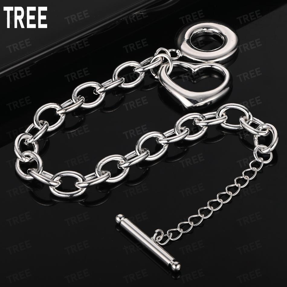 925 Sterling Silver Romantic Love Side Chain Exquisite Bracelet Gift Jewelry
