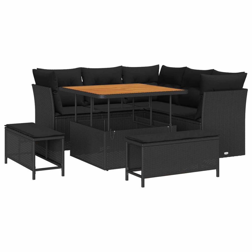 Garden Sofa Set 8 pcs Black Poly Rattan
