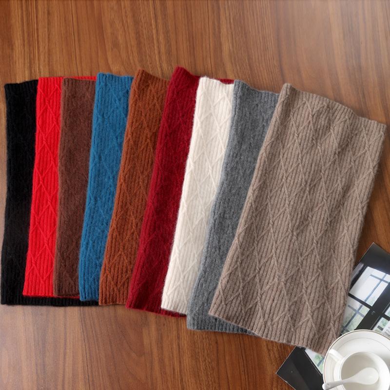 Women 100%Wool Ring Scarf Turtleneck False Collar One Loop Neckerchief Knitted Elastic Warm Soft Pattern Fashion Woolen Scarves