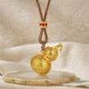 Colorfast Sand Gold Necklace: Filigree 'Fu' Gourd Pendant On Non-Plated Cord, Customizable Material Options Available.