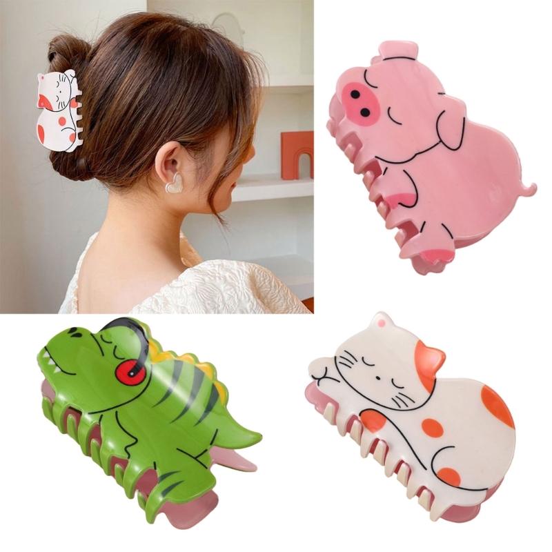 Dinosaur Hair Clip Chic Pig Hair Grip Stylish Cat Hair Grab Acrylic Hair Accessory Hair Ornament for Party Daily Wear