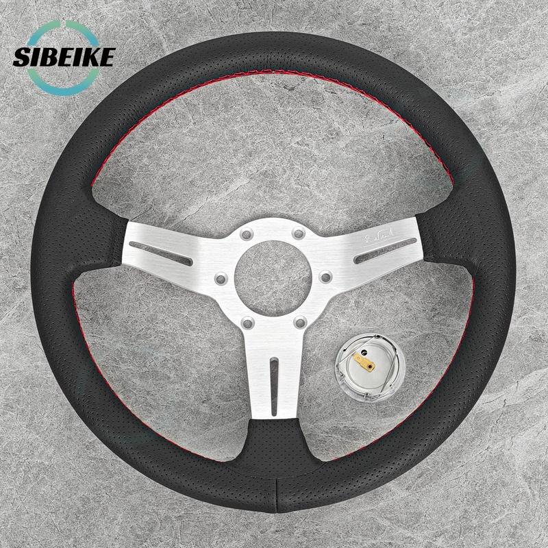 13inch JDM Universal Leather Steering Wheel Modified Car Sports Racing Steering Wheel