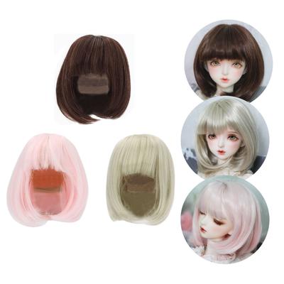 1/3 BJD Doll Wig Straight Bang Shoulder Length Short Hair Soft Fiber Easy To Cut