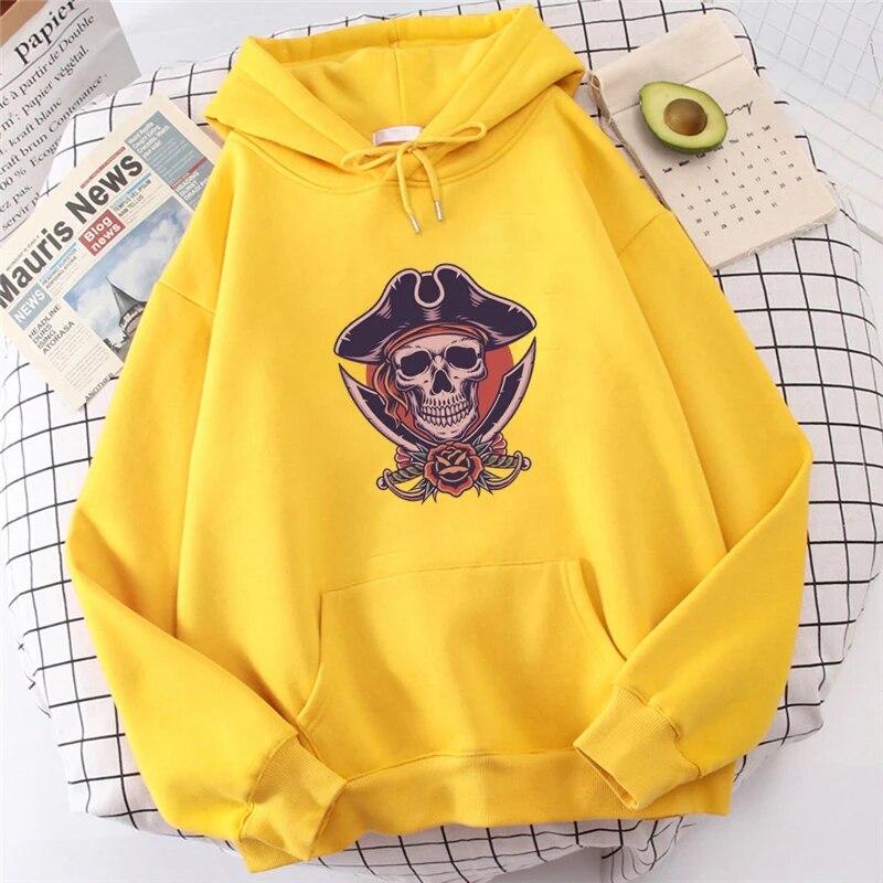 Cartoon Hoodies Fashion Hot-selling Skeleton Printed Unisex Women Winter Long-sleeve Hoodie Loose Streetwear Y2K FeUnisex Pullover