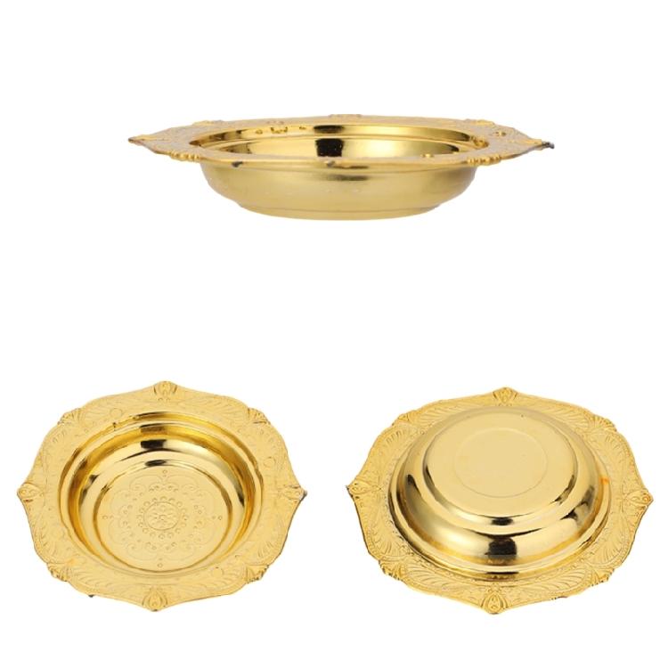 Golden Tray Jewelry Display Plate Kichen Food Fruit Round Stroage Organizers