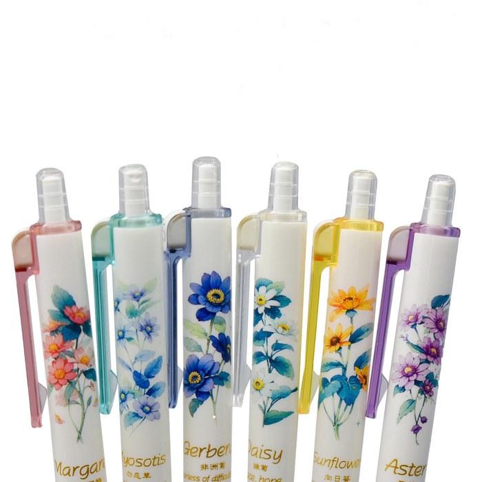 Maydahui Flower Ballpoint Pen 12-Pack 0.5mm Black Ink - Sunflower, Daisy