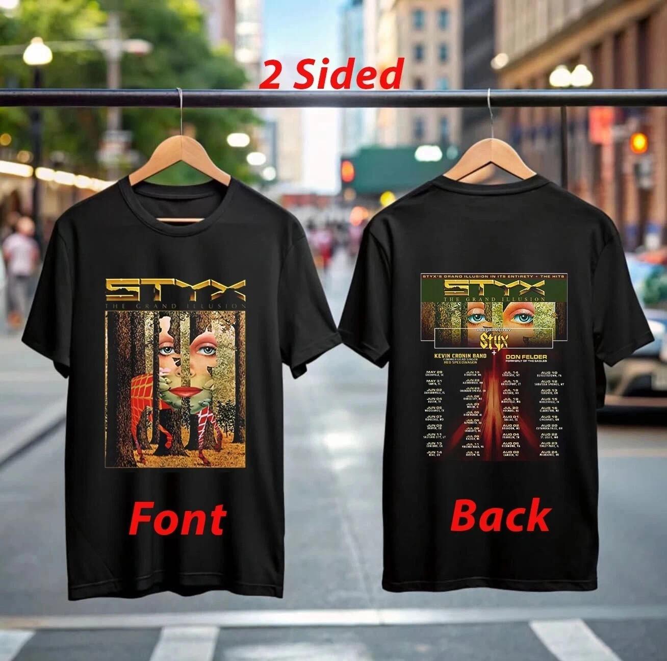 Styx The Grand Illusion Tour 2025 T-Shirt Mens Womens Tees Top Official Concert Merch Rock Band Tee XL