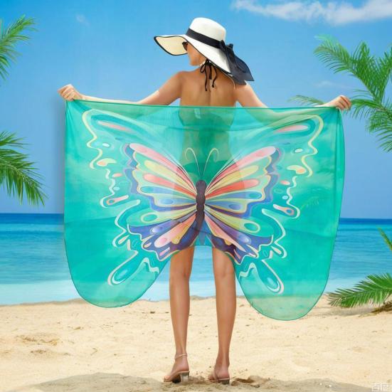 Abito da Spiaggia da Donna Versatile Gonna Avvolgente Traspirante Ali di Farfalla Spalline Sottili Modello ad Ali Copricostume