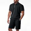 Summer Men’s Short-Sleeved Set: Jacquard Small Check Loose-Fit Casual Polo Shirt Set for Men