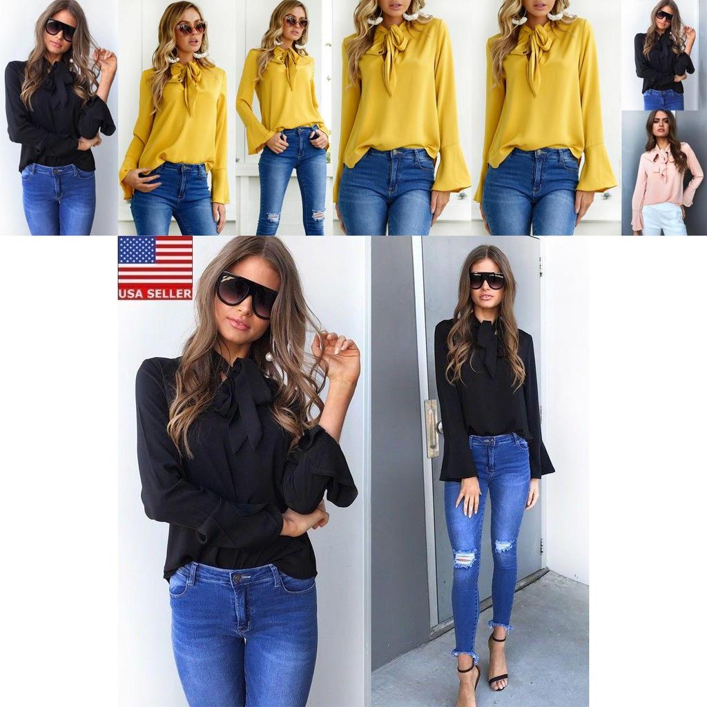 Solid Color Ladies Casual Tops Women Summer Loose Top Long Sleeve Blouse For Daily Wear